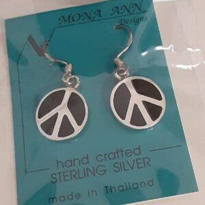 Sterling Silver Peace sign earrings - NEW